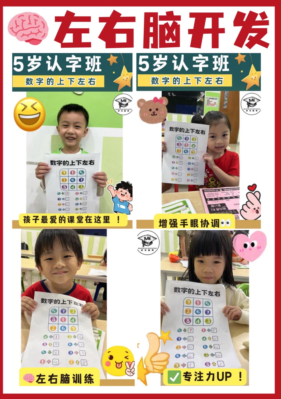 五岁认字班的数字方向与手眼协调训练